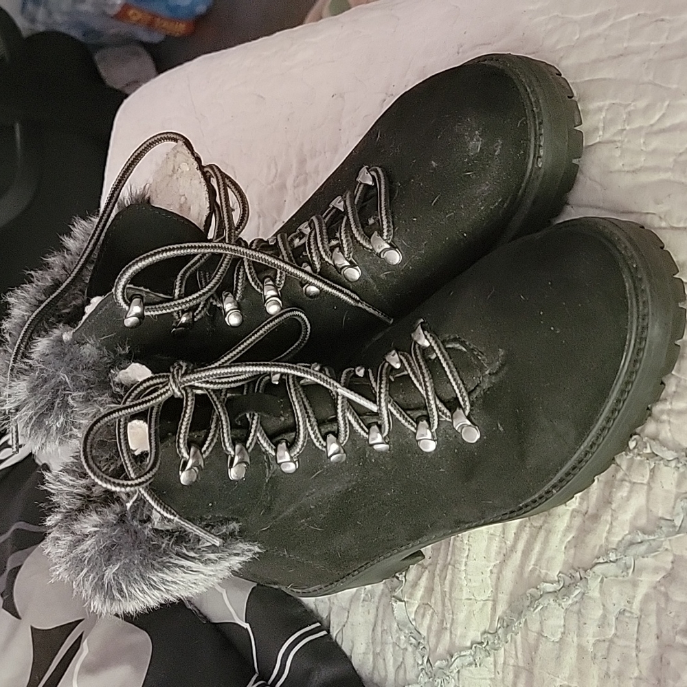 Merona Black Faux Fur Tipped Boots